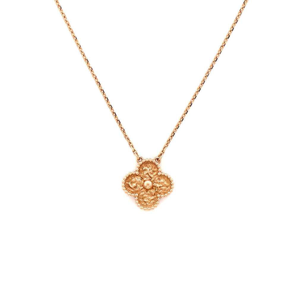 Van Cleef & Arpels Vintage Alhambra Pendant Necklace 18K Rose Gold